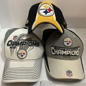 NFL AFC Pittsburgh Steelers Equipment Hat Reebok Lot Of‎ 3 Never Worn 2008 2010